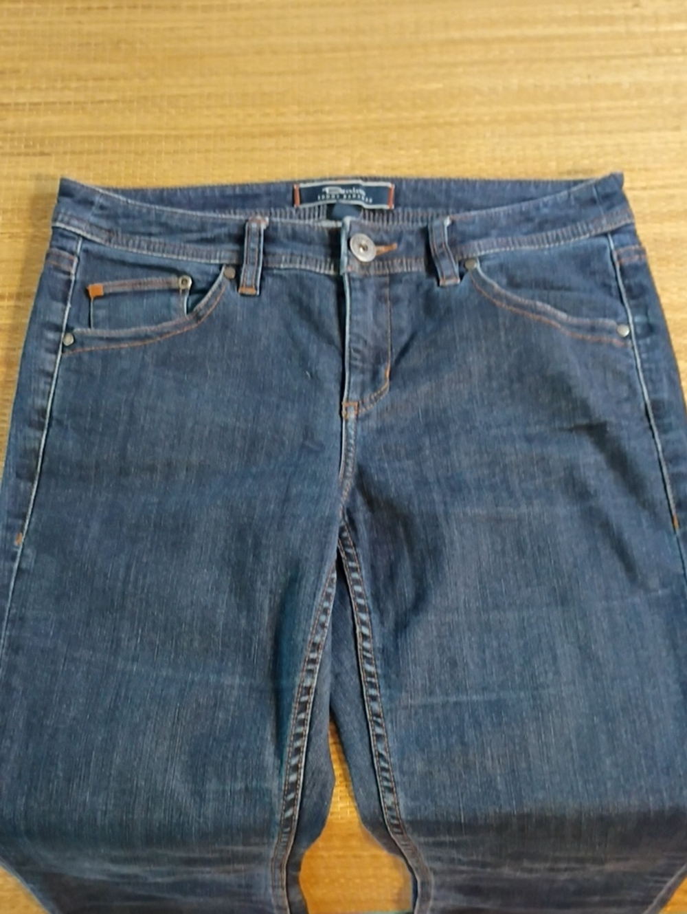 Tommy Bahama Boot Cut Navy Denim Jeans with Orange Stitching - Picture 4 of 9